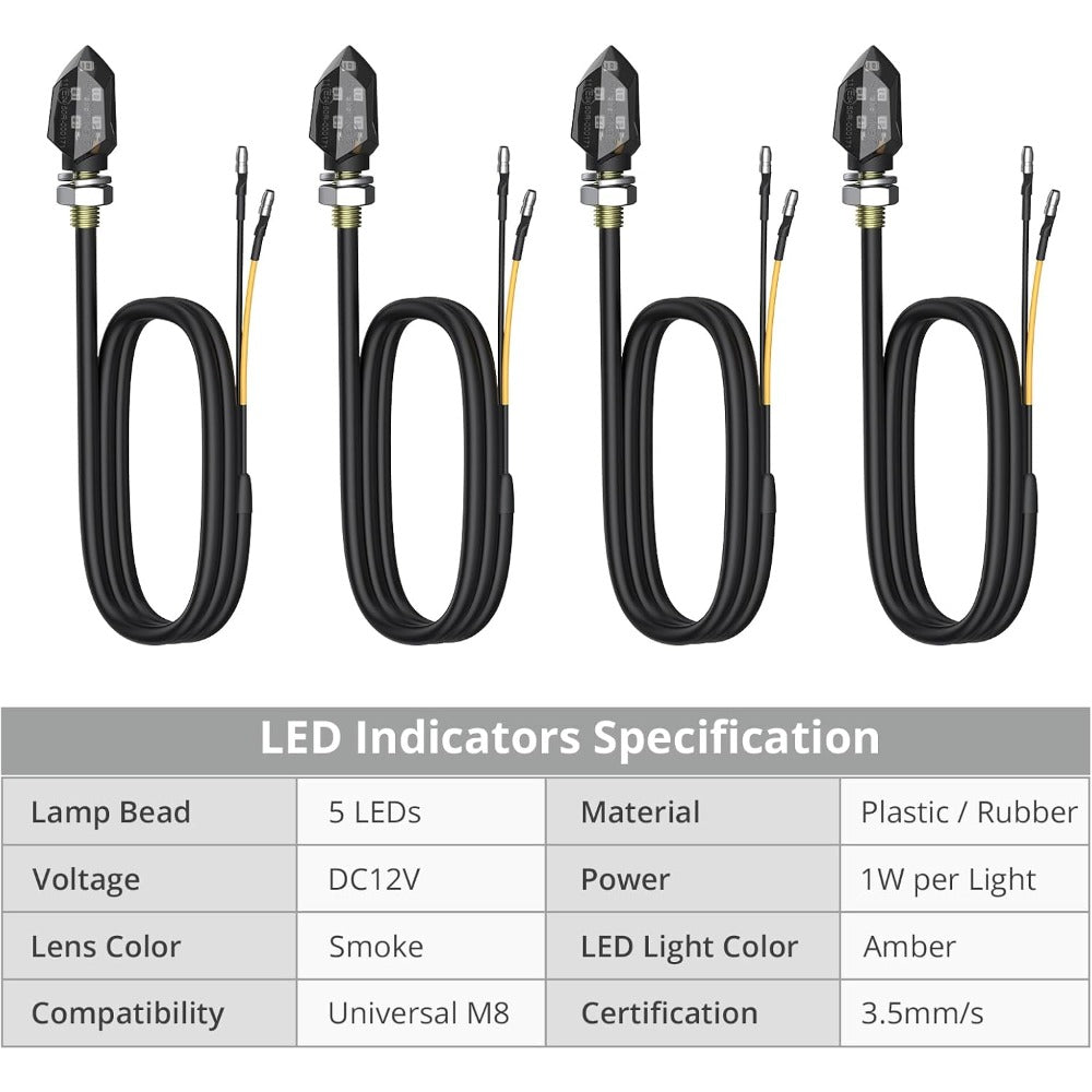 MC LED-Blinklys 4-Pak – Micro Amber 12V