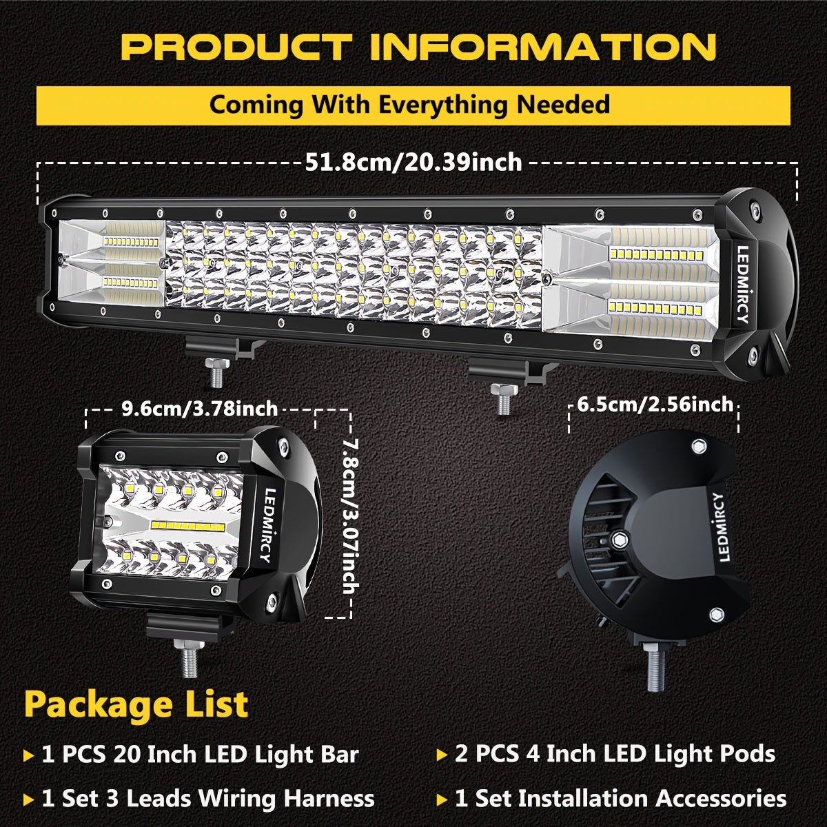 LED Lyslist 20" + 4" Pods – Komplet Offroad-Kit