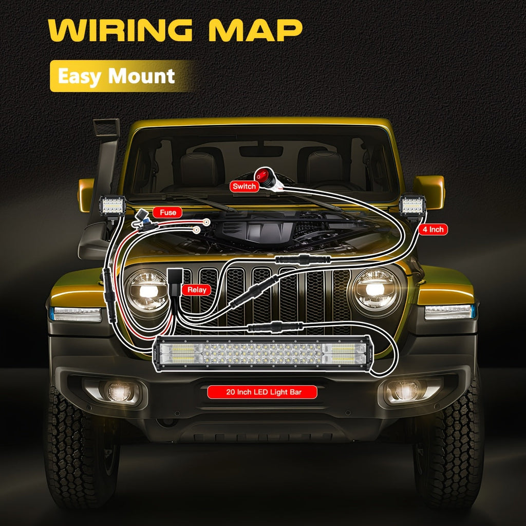 LED Lyslist 20" + 4" Pods – Komplet Offroad-Kit